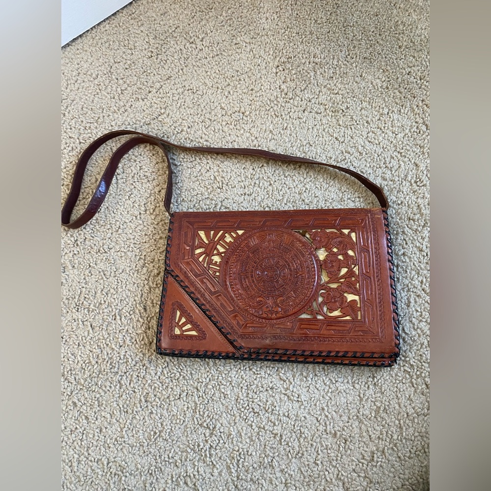 Vintage Leather Shoulder Purse from Mexico